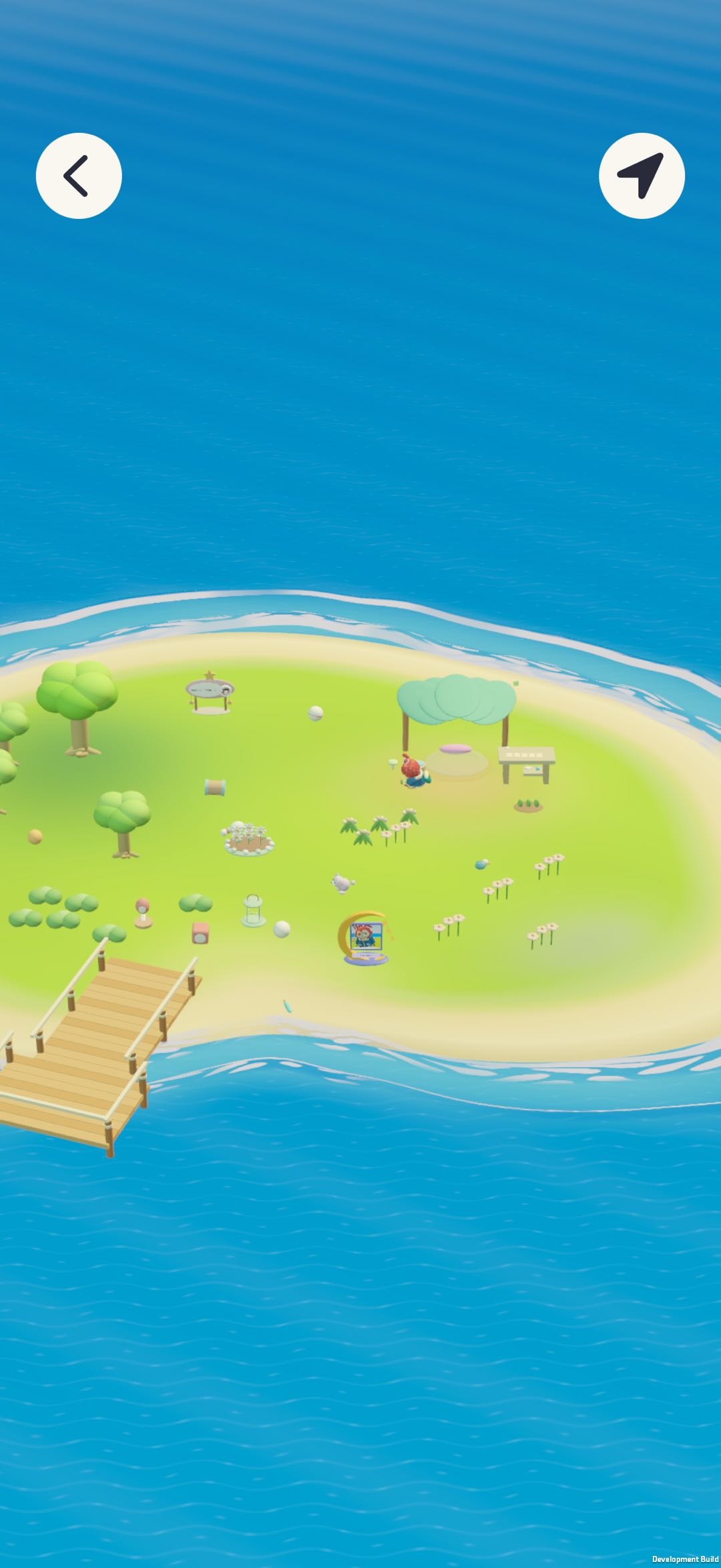 The real Wobbi island with trees, a garden, a dock and cozy corners